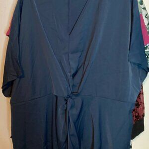 babydoll style elastic under bust gathered in middle short sleeves dark teal